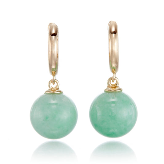 Gump's Signature Apple Green Jade & Gold Hoop Earrings