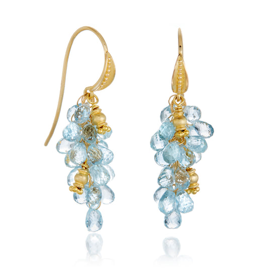 Aquamarine Briolette Cluster Earrings