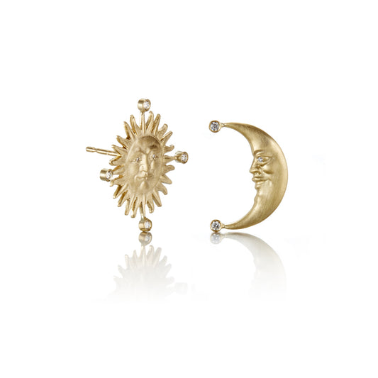 Sunface & Crescent Moon Earrings