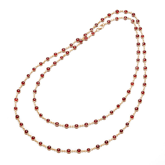 Bezel-Set Garnet Long Necklace