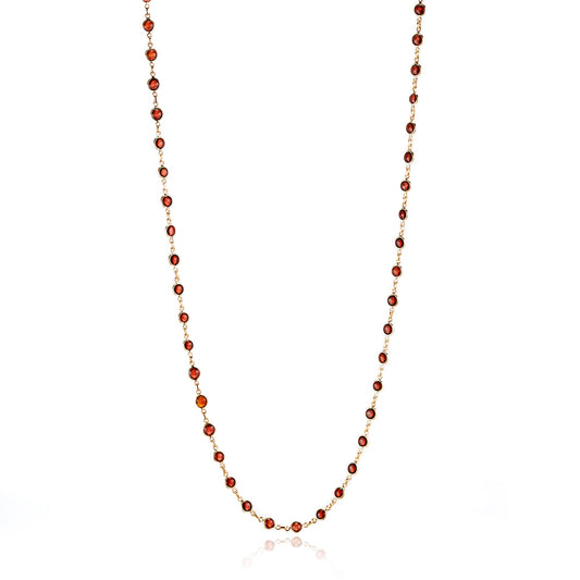 Bezel-Set Garnet Long Necklace