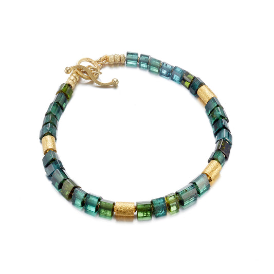 Indicolite Tourmaline Beaded Bracelet