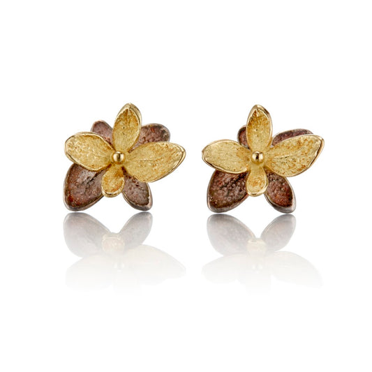 John Iversen Gold & Silver Twin Baby Hydrangea Stud Earrings