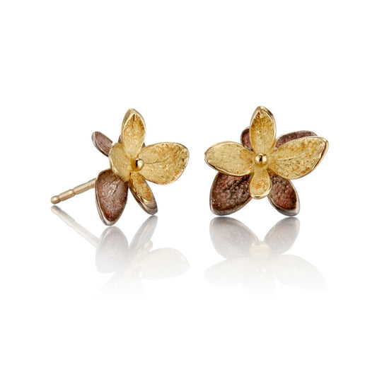 Gold & Silver Twin Baby Hydrangea Stud Earrings