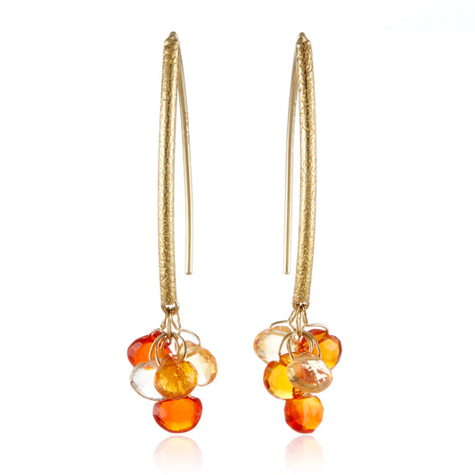 Barbara Heinrich Fire Opal Navette Earrings