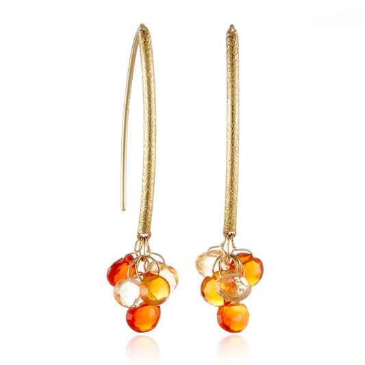 Fire Opal Navette Earrings