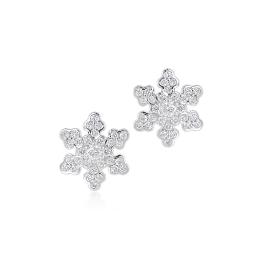 Gump's Signature White Gold Snowflake Earrings in Diamonds