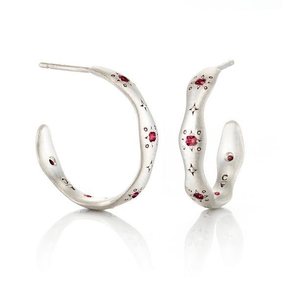 Adel Chefridi Ruby Wavy Hoop Earrings