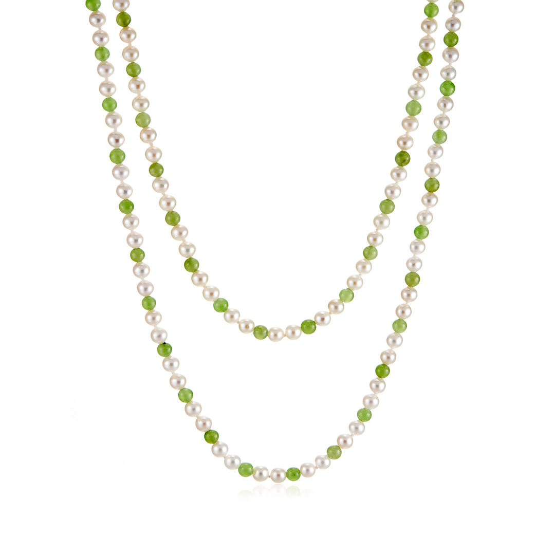 Gump's Signature 4mm Pearl & Siberian Jade Rope Necklace