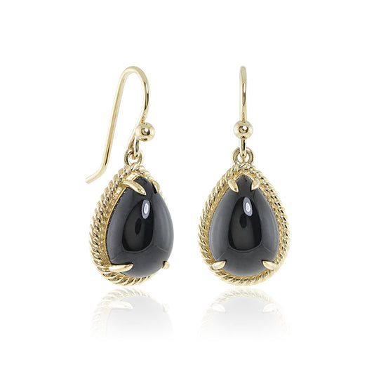 Gump's Signature Braided Teardrop Earrings in Black Jade