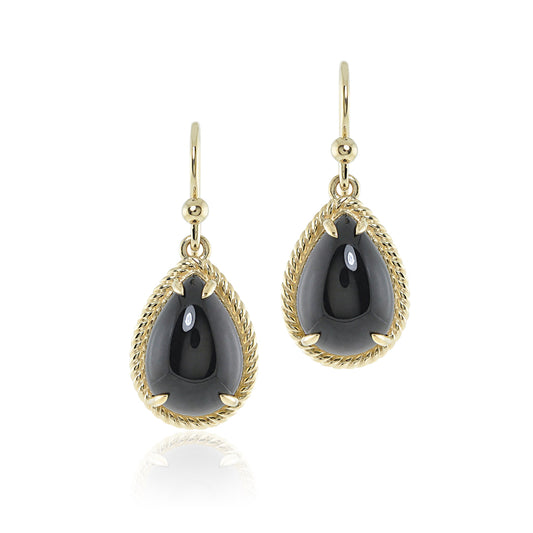 Braided Teardrop Earrings in Black Jade