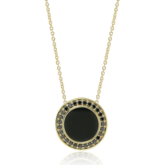 Gump's Signature Black Jade & Black Diamond Pendant Necklace