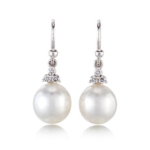 Gump's Signature White Gold Madison Drop Earrings in South Sea Pearls & Diamonds