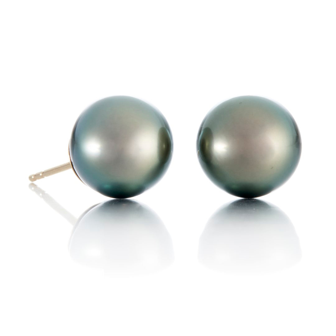 11mm Gray Tahitian Pearl Earrings