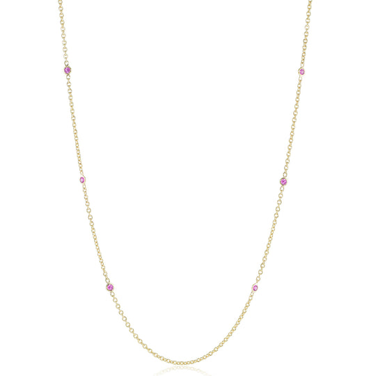 Pink Sapphire Station Necklace