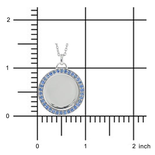 Blue Sapphire Border Pendant Necklace