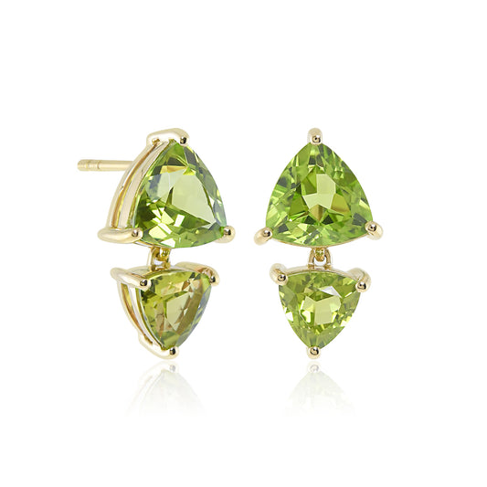 Trillion Drop Earrings in Peridots