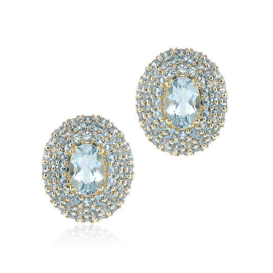 Gump's Signature Oval Pavé Aquamarine Earrings