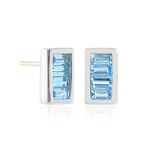 Channel-Set Earrings in Swiss Blue Topaz