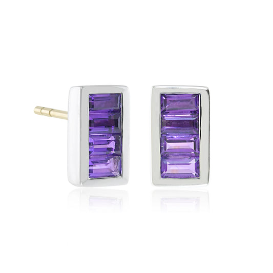 Channel-Set Earrings in Amethyst