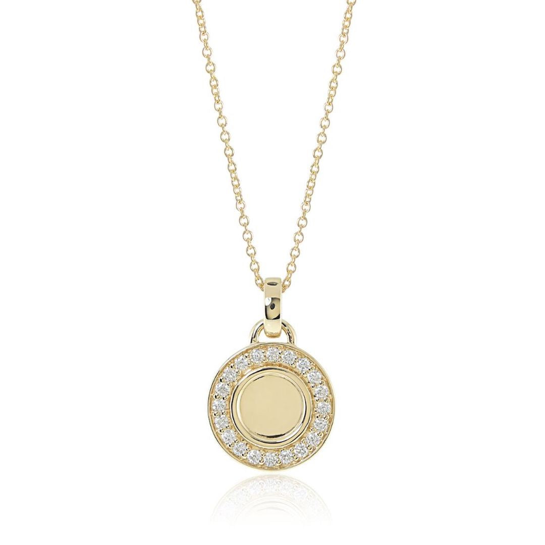 Gump's Signature Diamond-Border Disc Pendant Necklace