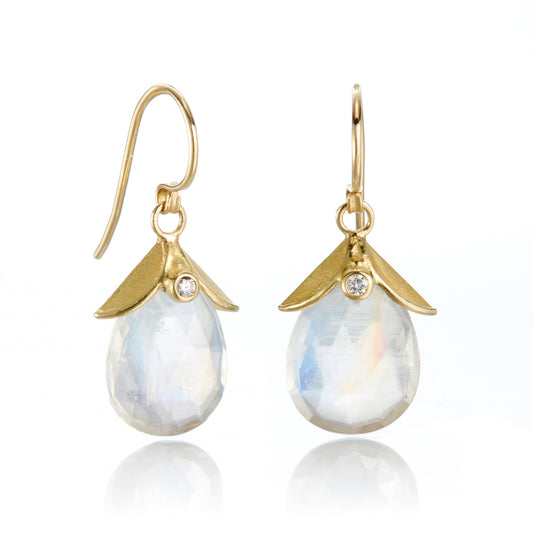 Pear-Shaped Moonstone Drop Earrings