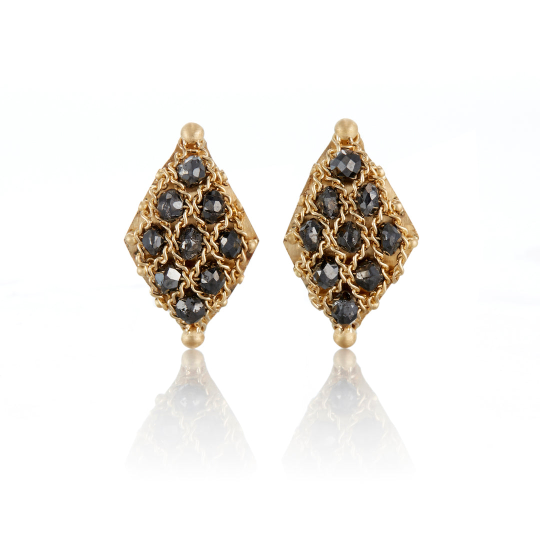 Amáli Petite Black Diamond Woven Lattice Earrings