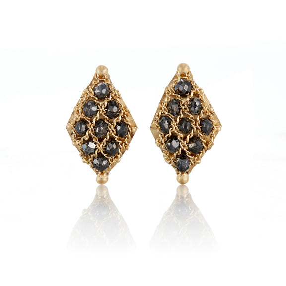 Amáli Petite Black Diamond Woven Lattice Earrings