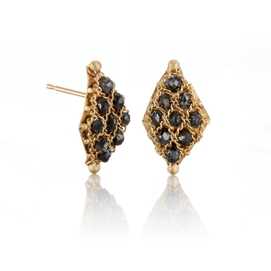 Petite Black Diamond Woven Lattice Earrings