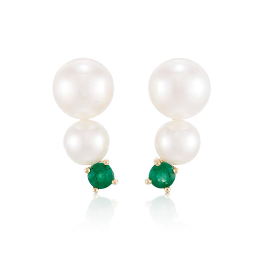 Gump's Signature Pearl & Emerald Climber Earrings