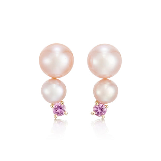 Gump's Signature Pink Pearl & Pink Sapphire Climber Earrings