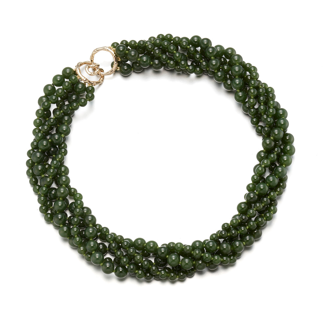 Gump's Signature Green Nephrite Jade 5-Strand Twist Necklace