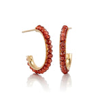 Faceted Garnet Hoop Earrings