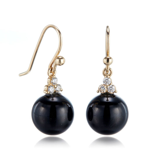 Madison Drop Earrings in Black Jade & Diamonds