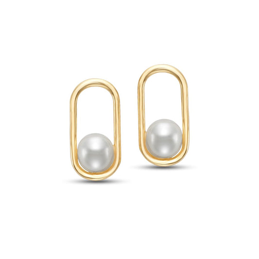 4mm Pearl Ellipse Drop Earrings