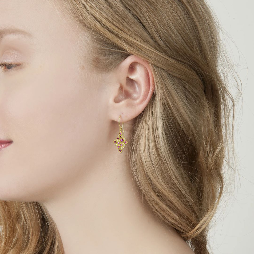 Ruby Mosaic Drop Earrings