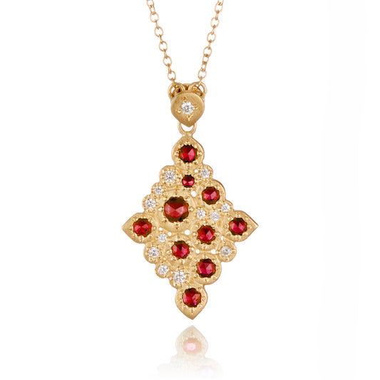 Adel Chefridi Ruby Mosaic Pendant Necklace