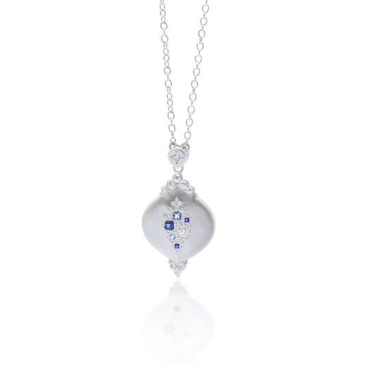 Adel Chefridi Sapphire, Aquamarine & Diamond Cluster Pendant Necklace
