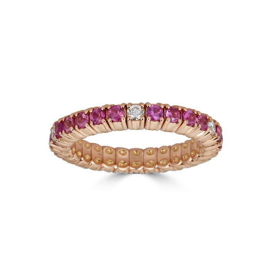 Zydo Rose Gold Stretch Eternity Ring with Pink Sapphires