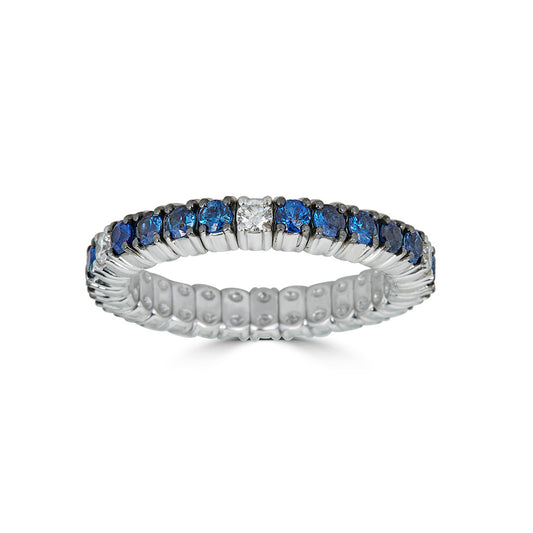 Zydo White Gold Stretch Eternity Ring with Blue Sapphires