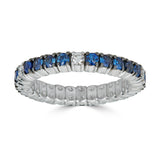 White Gold Stretch Eternity Ring with Blue Sapphires