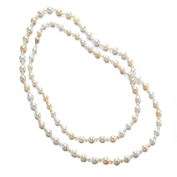 Gump's Signature 3-8mm White & Gold Akoya Pearl Long Necklace