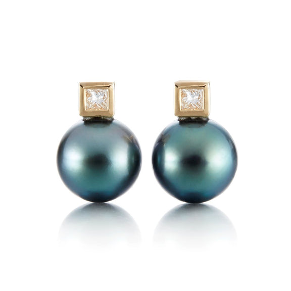 Gump's Signature Duchess Earrings in Tahitian Pearls & Diamonds