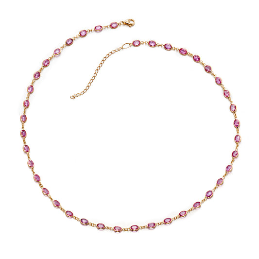 Station Necklace in Pink Sapphires