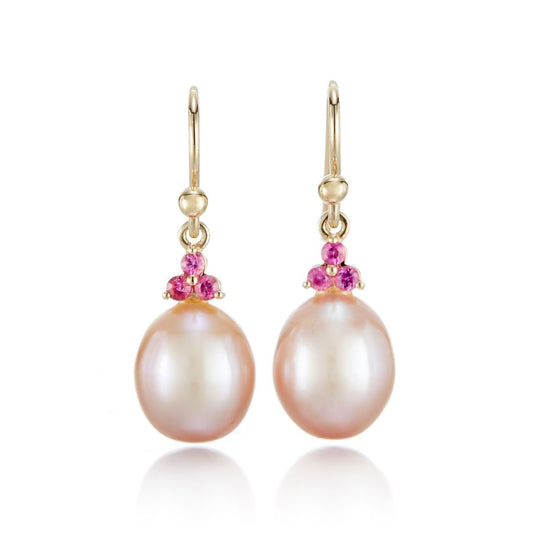 Gump's Signature Madison Drop Earrings in Pink Pearls & Pink Sapphires