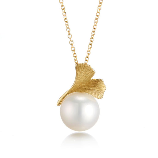 Gudrun Langner x Gump's Ginkgo White Pearl Pendant Necklace
