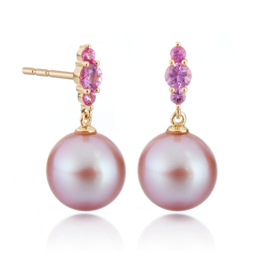 Orion Earrings in Pink Pearls & Pink Sapphires