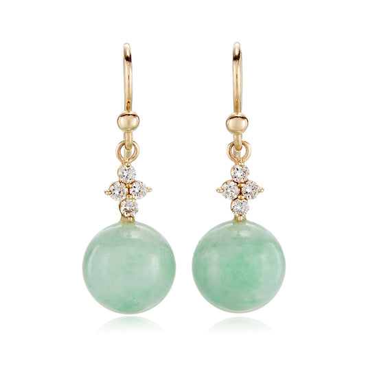 Gump's Signature Belgravia Earrings in Apple Green Jade & Diamonds