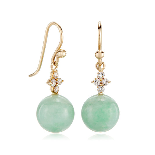 Belgravia Earrings in Apple Green Jade & Diamonds
