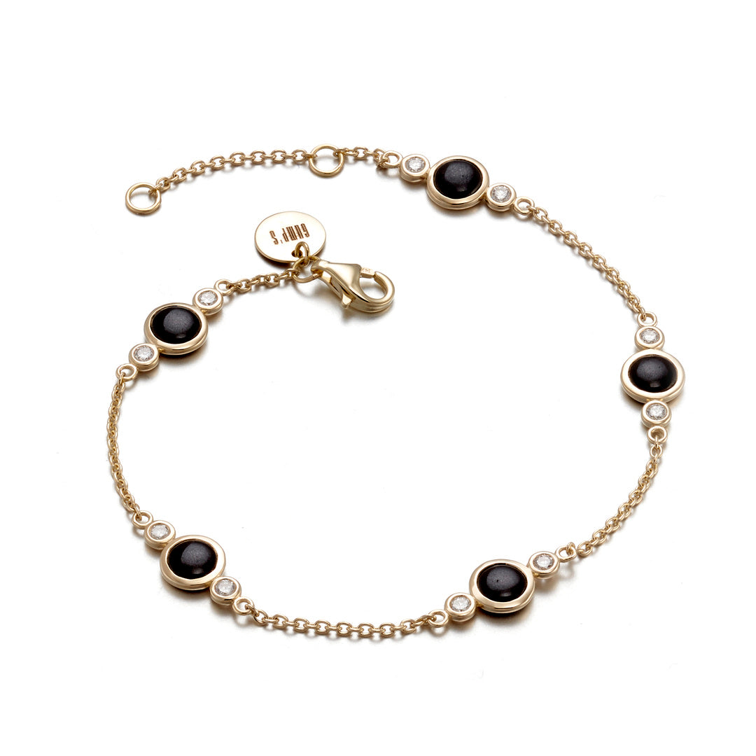 Gump's Signature Black Jade & Diamond Station Bracelet